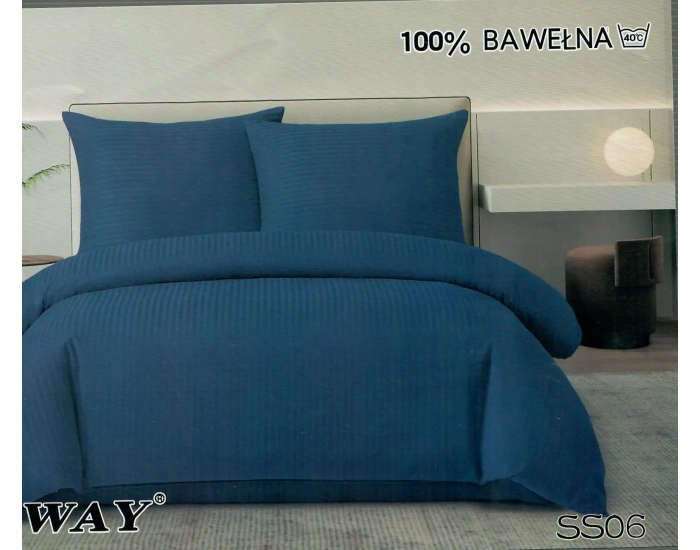 Pościel bawełniana 160x200 Komplet Pościeli Elway 100% Bawełna Satynowa Hotelowa SS06 Chaber w prążki